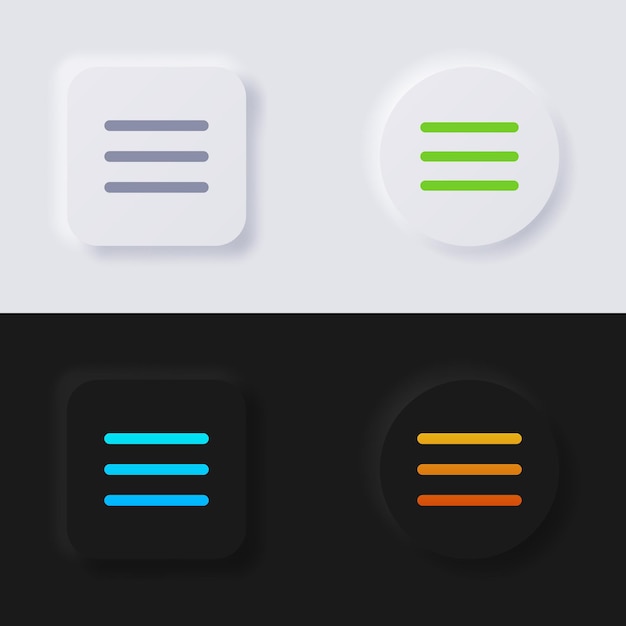 Vector setting symbol or control icon set multicolor neumorphism button soft ui design for web design application ui and more button vector