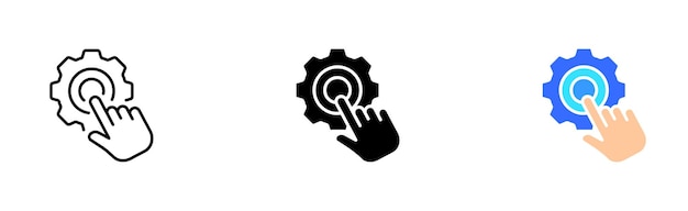 Vector settings with gears set icon control panel cube scroll book instruction website tune install adjust configuration file vector icon in line black and colorful style on white background