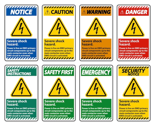 Vector severe shock hazard sign on white background