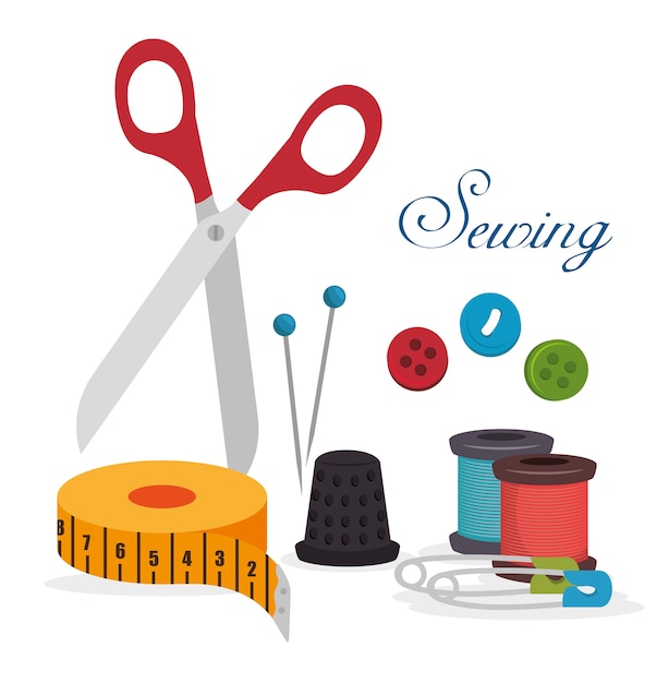 Vector sewing kit isolated icon design