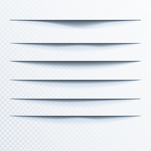 Vector shadow realistic lines overlay effect set