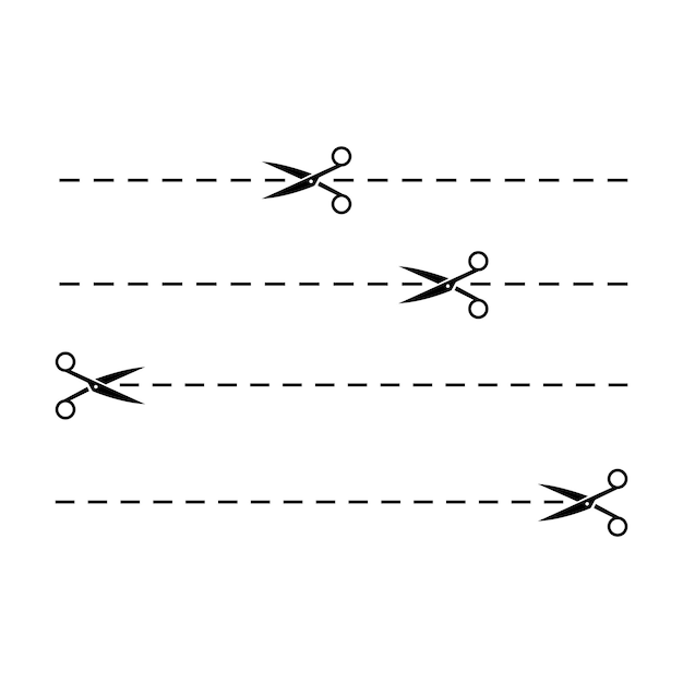 Vector shadow of scissors slicing through dotted lines