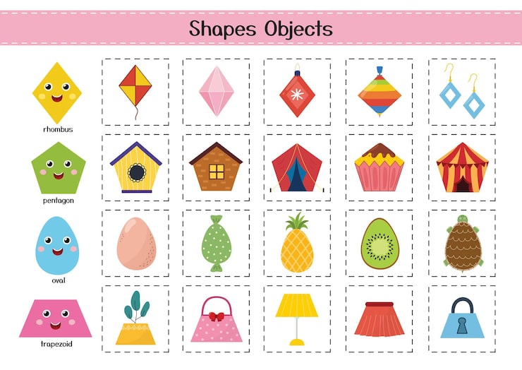 Shapes objects set for kids Basic geometric shapes elements collection