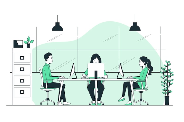 Vector shared workspace concept illustration