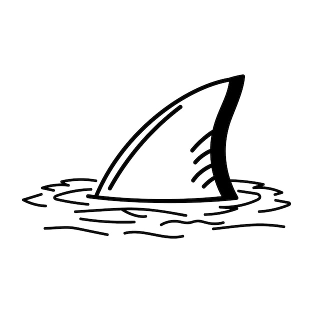 Vector shark fin icon in doodle style