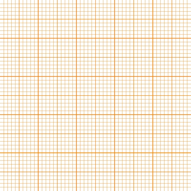 Vector sheet of graph paper with grid millimeter paper texture geometric pattern orange lined blank for drawing studying technical engineering or scale measurement vector illustration