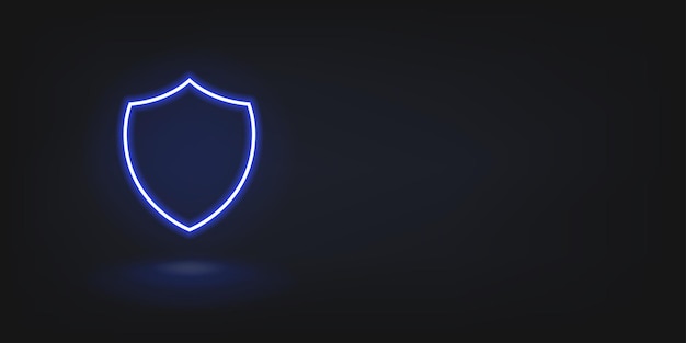 Vector shield blue neon background. defence laser cyber frame glowing backdrop.