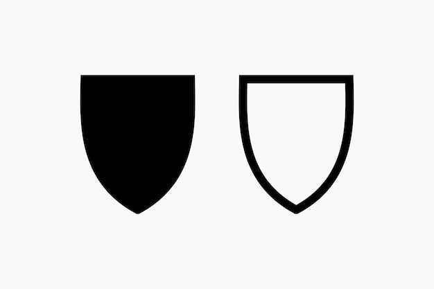 Vector shield icon black and outline