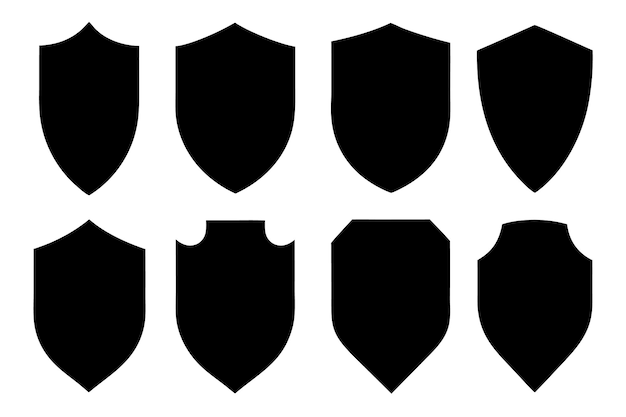 Vector shield silhouettes a collection of protective emblems and badges