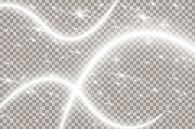 Vector shimmering waves with light effect isolated on transparant background