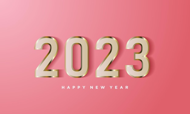 Vector shiny gold 2023 on pink background