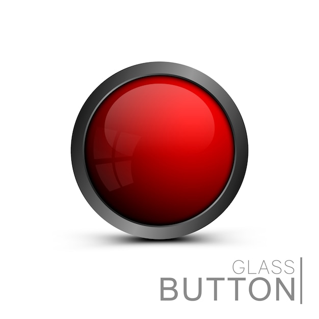 Vector shiny red button for web design.  , empty, glass button of the round form for icons. element for ui design, apps and games.