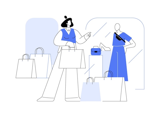 Vector shopaholic isolated cartoon vector illustrations