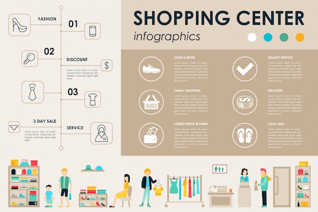 Vector shopping center infographic flat web vector illustration