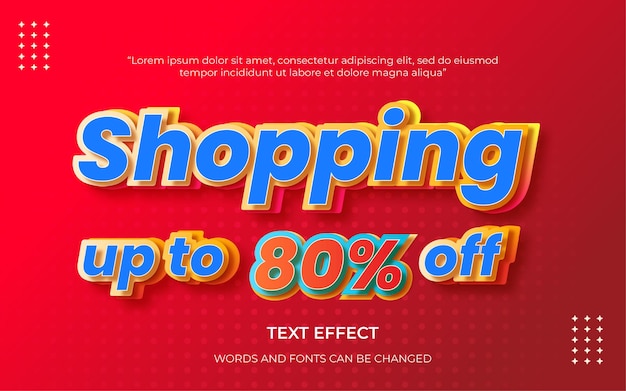 Vector shopping text style editable text effect