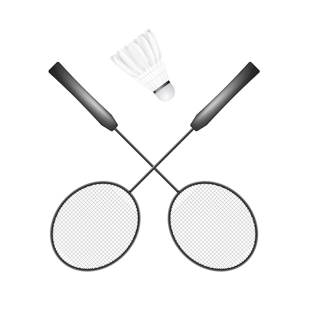 Vector shuttlecock and black racket