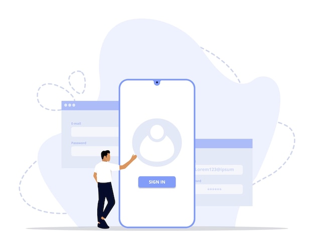 Vector sign in concept illustration