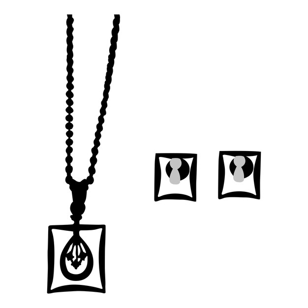 Vector silhouette dimond neckless on white background