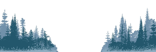 Vector silhouette of a forest isolated