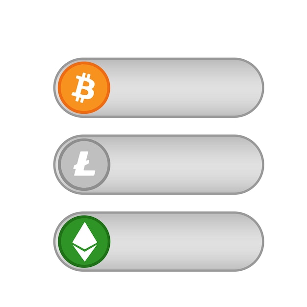 Vector silver crypto blank buttons