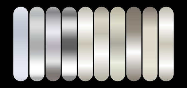 Vector silver texture gradient background big vector set metallic design for frames banners and labels