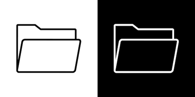 Vector simple black outline folder icon