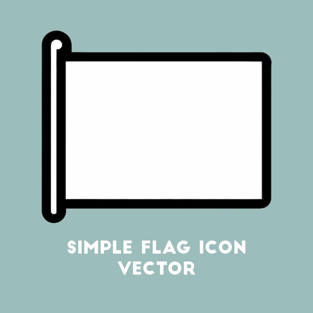 Vector simple black outline of a rectangular flag on a pole