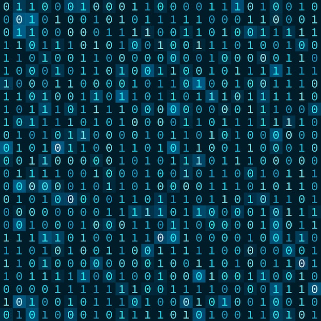 Vector simple blue binary computer code seamless pattern
