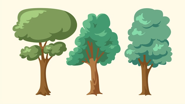 Vector simple cartoon tree vector set