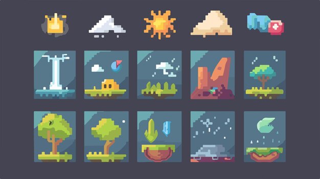 Vector simple geometric 8bit vector icons collection