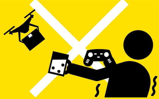 Vector simple icon indicating drone regulations nofly zone when drinking alcohol