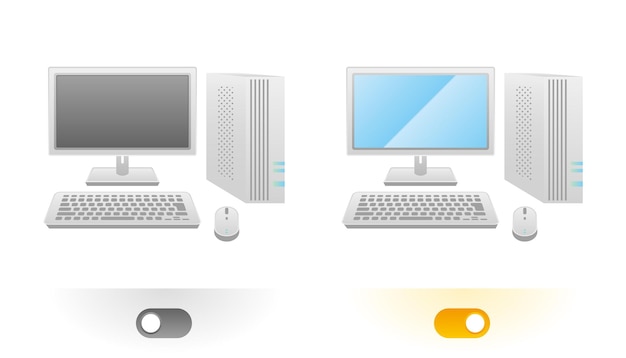 Vector simple illustration_ desktop computer