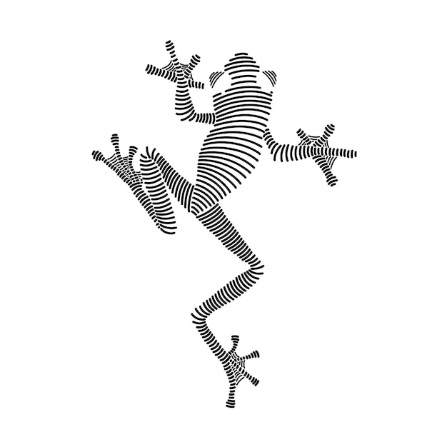 Vector simple line art illustration of a frog 2