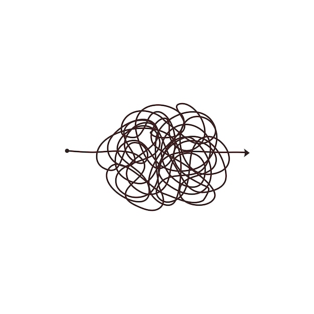 Vector simple line and complex easy way scribble doodle chaos mindset problem solving difficult line
