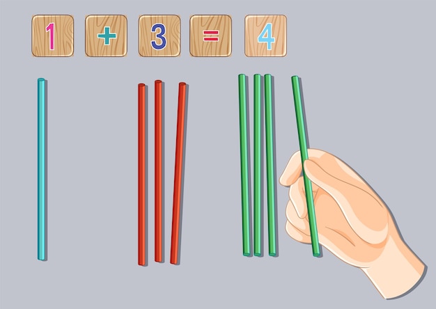 Vector simple math addition with sticks