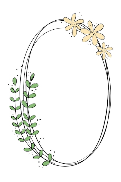 Vector simple oval handmade frame vector illustration