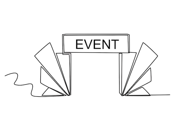 Vector single continuous line drawing of event planning like event gate dynamic single line draw design g