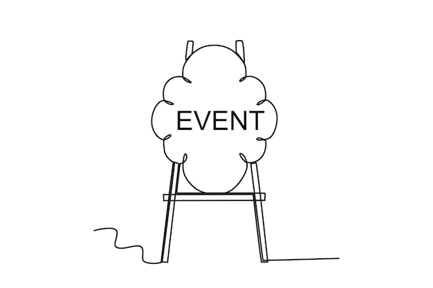 Vector single continuous line drawing of nameplate during the event dynamic single line draw design graphi