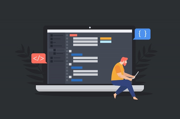 Vector site layout typographic header concept. website constructing. process of creating website, coding, programming