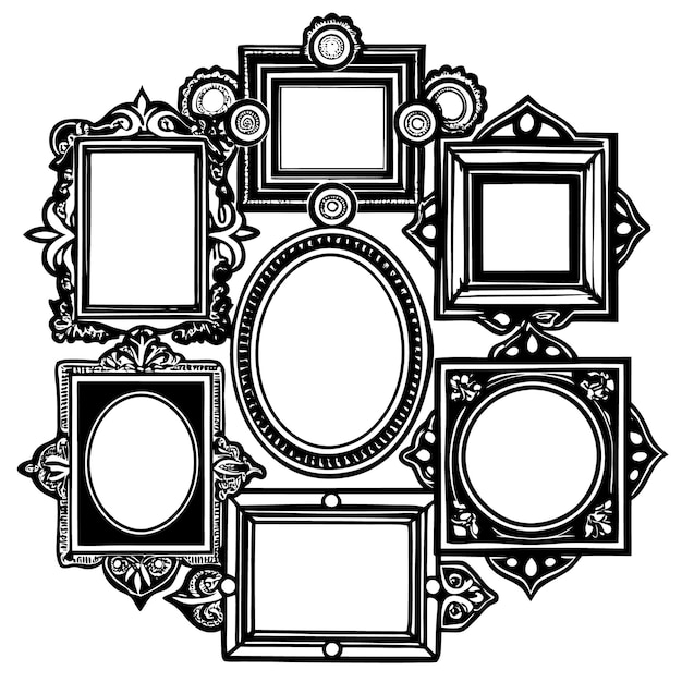 Vector six ornate frames with empty spaces to insert pictures