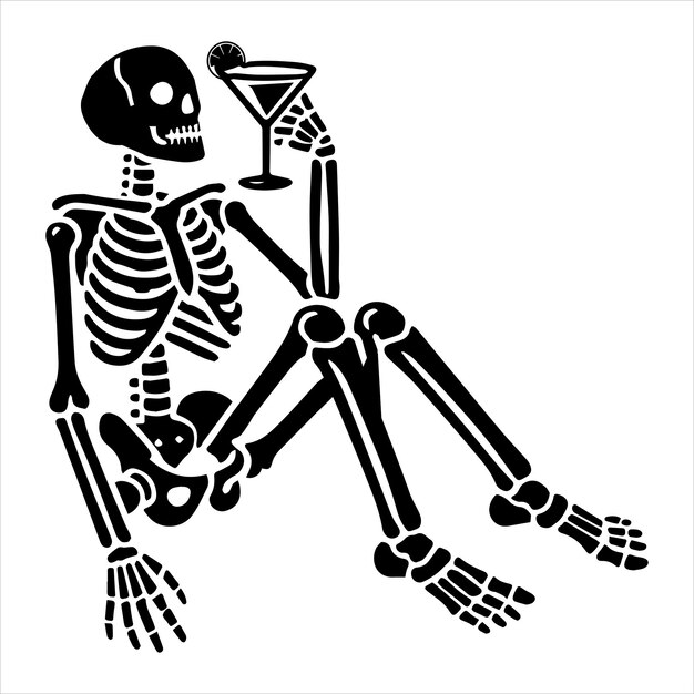 Vector skeleton enjoying a martini design vector illustration