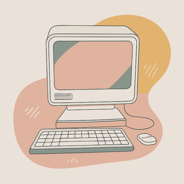 Vector a skeleton wearing a hat sits at a computer with a hat on