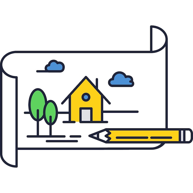 Vector sketch drawing icon childish picture flat vector