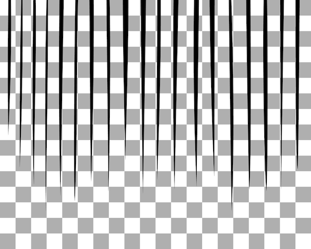 Vector sketch manga effects on transparent background. black vertical lines splash texture for comics book.