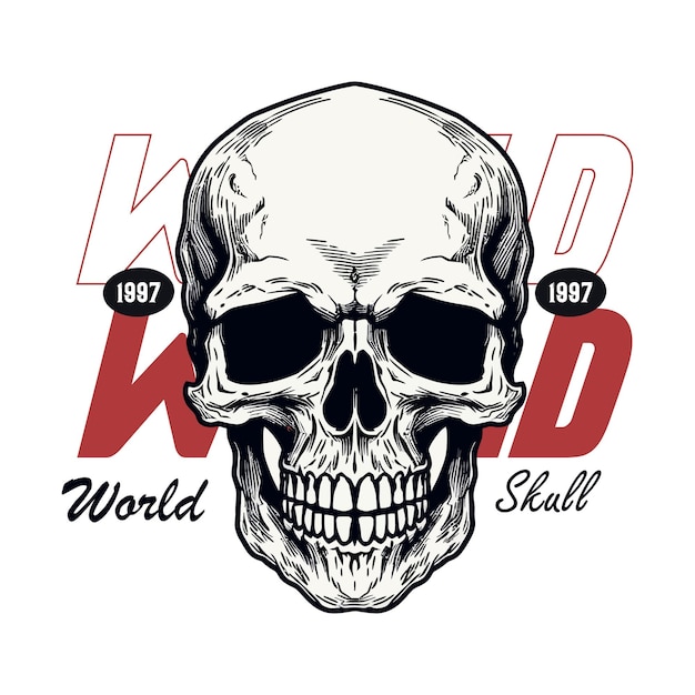 Vector skull and gun vector with skull tshirt design