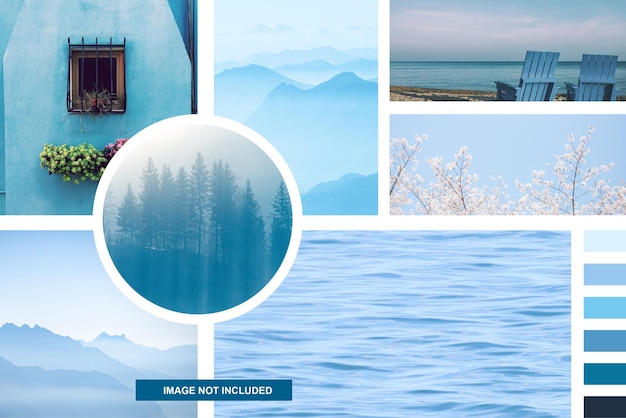 Vector sky blue moodboard