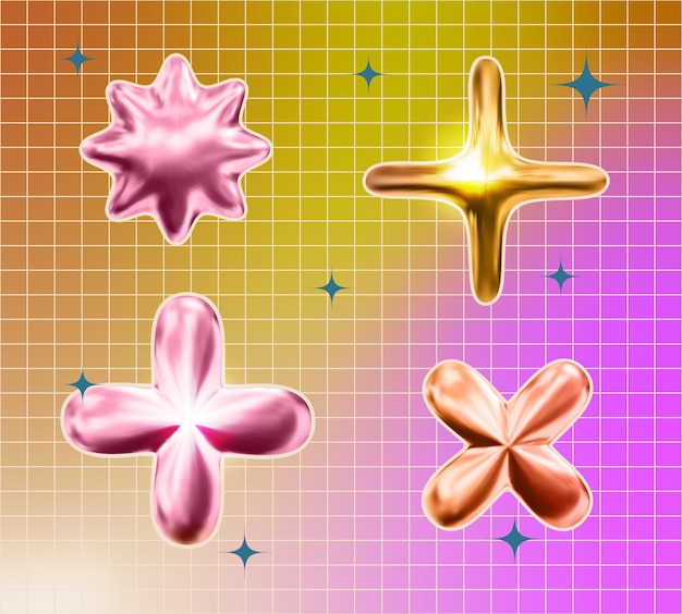 Vector sleek and stylish chrome metal vector elements