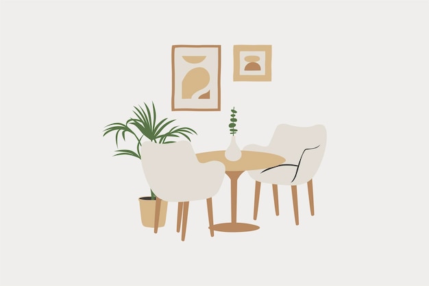 Vector small dining room in modern style vector illustration