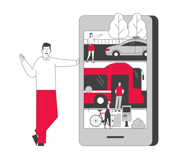 Vector smart application for ordering city transport concept