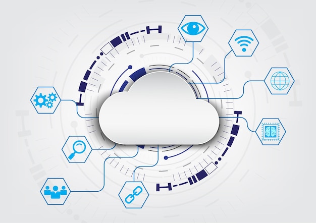 Vector smart cloud technology connects and transmits information through the internet network for